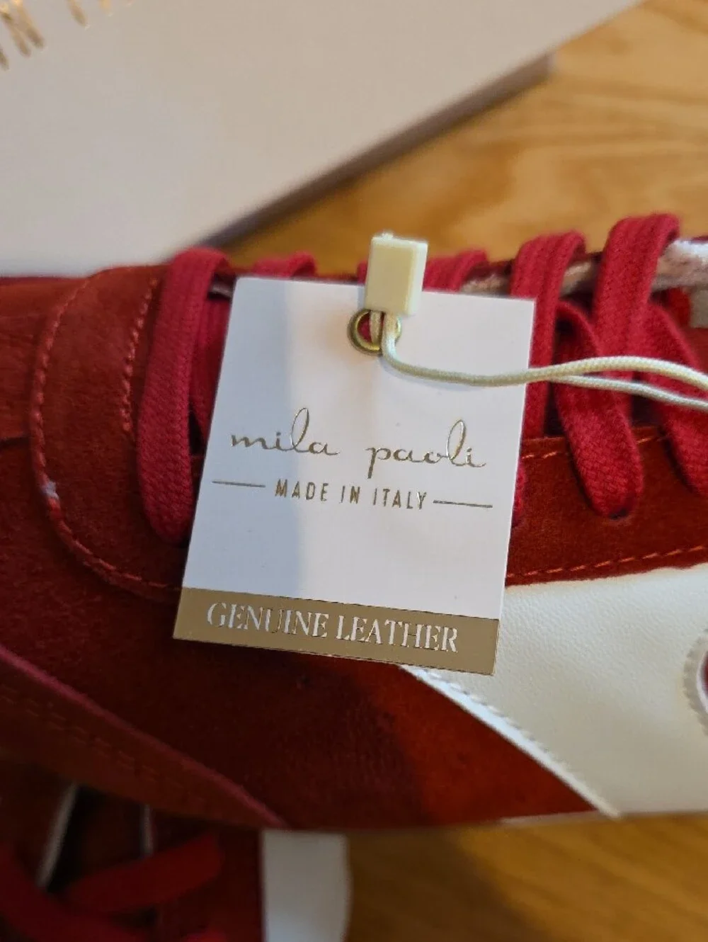 Mila Paoli Red Leather Athletic Sneakers